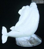 &quotFree Ride" (Baluga Whale and Calf) Stone Sculpture by G
