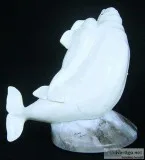 &quotFree Ride&quot (Baluga Whale and Calf) Stone Sculpture by G