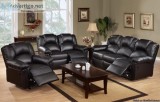 &quotWHOLESALE"  Black Motion Sofa Set 3 Pc Leather