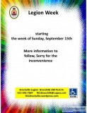 Legion Week Begins Sunday September 15th