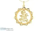 Auspicious Shri Sai Pendant in Gold studded with diamonds
