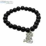 Satyamani Natural Energized Black Tourmaline with owl Bracelet