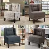 Accent Chair Plush Seating Button Tufted Chair Back Fabric Wood 