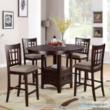 5 or 7 Pcs Dark Rosy Brown Counter Height Dining Set Round Stora