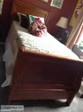 Sleigh twin pine bed linens included