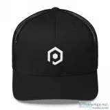 White and Black Mesh Trucker Cap with 3D Embroidered Icon