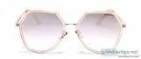 Hexagone Sunglass for Women - PinkGolden Front and Temples with 