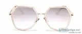 Hexagone Sunglass for Women - PinkGolden Front and Temples with 