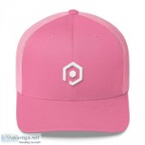White and Pink Mesh Trucker Cap with 3D Embroidered Icon
