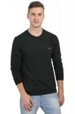 Men Black Solid Henley neck neck T-shirt