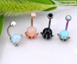 4 Colors Skull Hand Navel Rings Gem Ball Belly Button Rings Pier
