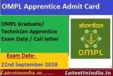 OMPL Apprentice Admit Card 2019