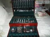 Wallace Silverplate service for 12 never uses new in mahogany ch