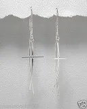 Sterling Silver Contoured Cross  Threader  Earrings For 75.00