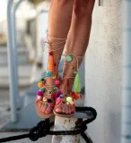 Ladies Designer Gladiator Pompom Leather Sandals Manufacturer