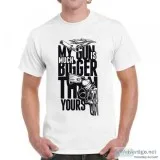 Men Round Neck Letter Print White T Shirt