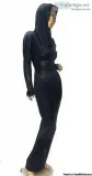 VINTAGE AZZEDINE ALAIA BLACK ACETATE HOOD SPIRAL ZIPPER MERMAID 