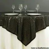72&quotx72&quot Grand Duchess Sequin Table Overlays - Black