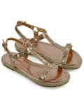 Women Gold Flat Sandals For Sale