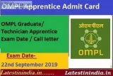 OMPL Apprentice Admit Card 2019