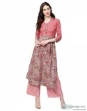 Jaipur Kurti Women Grey Floral Straight Cotton Kurta