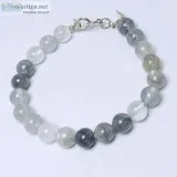Satyamani Natural Light Iolite Beads Bracelet with Hook