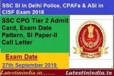 SSC CPO Admit Card 2019