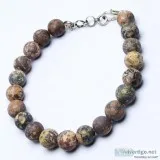 Satyamani Natural Red Leopard Skin Jasper Bead Bracelet with Hoo