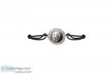 Ganesh Border Diamond Bracelet In Silver On Nylon Thread