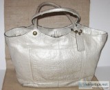 Coach Luxury Unique Metallic Pearl Silver Roomy Tote