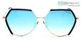 Staten Island Hexagon Sunglass for Women  BlackGolden Front and 