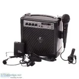 Portable Bluetooth P.A system with a reg cord mic and head mic t