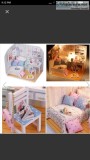 Hoomeda DIY Wood Dollhouse Miniature With LED Furniture Cover Do