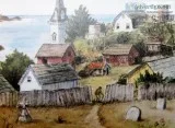 Seaside Town Old Man Stroll Through Graveyard Wood Framed Morbid