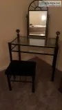 Glass dresser with vanity seat