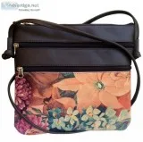Genuine Floral Leather Cross-Body Bag For 75