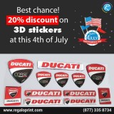 Best chance 20% discount on 3D stickers at this 4th of July