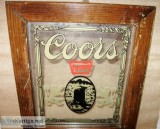 Vintage Coors Premium Beer Solid Wood Framed Mirror Man Cave Bar