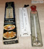 3 Vintage Candy Thermometers Jelly American Taylor Enamel Steel 