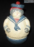 Vintage ETC  87 French Beret Red PomPom Sailor Round Fat Cat Han