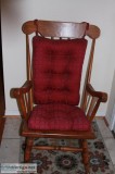Stained Wood Rocking Chair w cushion