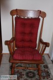 Stained Wood Rocking Chair w cushion