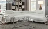Living Room Curved Sectional Sofa Couch Round Chaise White Faux 