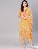New latest Ethnic Motifs Straight Cotton Kurta With Palazzo and 
