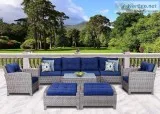 SunHaven Resin Wicker Outdoor Patio Furniture Set - 9 Piece Conv