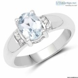 1.55 Carat Genuine Aquamarine and White Topaz .925 Sterling Silv