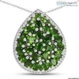 4.65 Carat Genuine Chrome Diopside .925 Sterling Silver Pendant