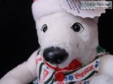 1999 Coca Cola Bean Bag Plush Polar Snow Bear Striped Vest and B