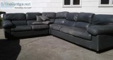 GRAY LEATHER SECTIONAL SOFA