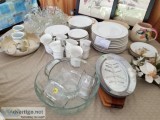 8 piece China set and more glasswear.